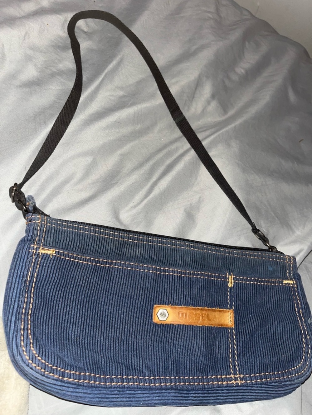 Diesel Navy Corduroy/Denim shoulder Bag & Large Pouchette
